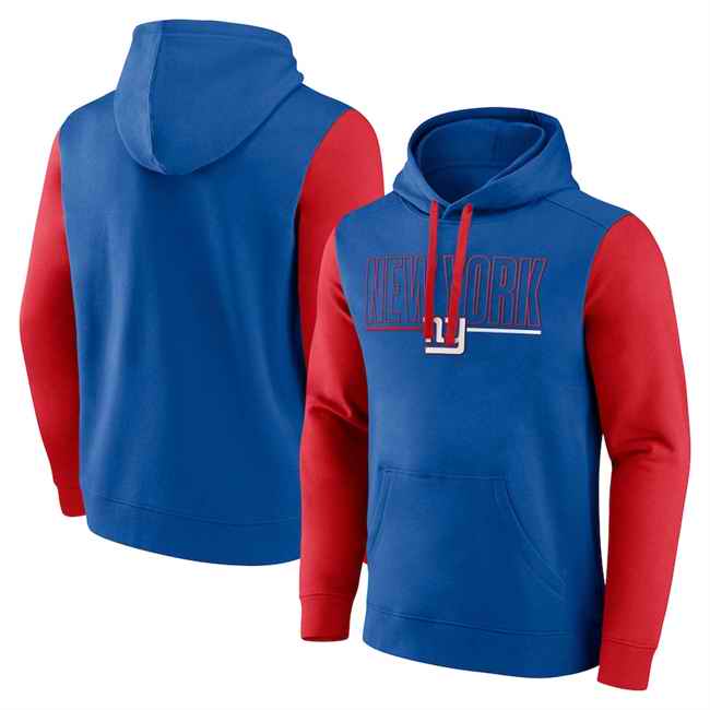 Men's New York Giants Royal/Red Outline Pullover Hoodie
